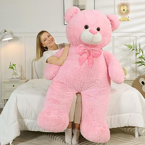 MorisMos Giant Teddy Bear 5ft Stuffed Animal for Girlfriend,Human Size Cuddly Teddy Pink Bear Toy for Valentine,Jumbo Stuffed Bear Plush 59 inch,Xmas Gift for Women Kids Baby Shower Decor