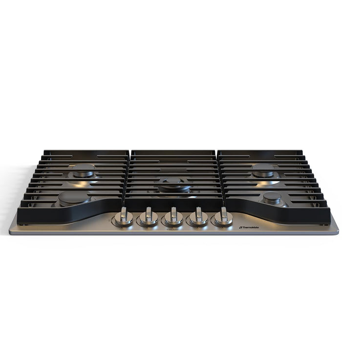 ThermoMate Heavy 36 Inch Gas Cooktop with 5 Italy Sabaf Power Burners, Built In Stove Top of 304 Stainless Steel, Gas Hob NG/LPG Convertible, Cooker with Thermocouple Protection CSA Certified