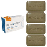 Kenkoderm Psoriasis Dead Sea Mud Soap with Argan Oil & Shea Butter 4.25 oz | 4 Bars | Dermatologist Developed | Fragrance + Color Free | Eczema, Psoriasis and Rosacea