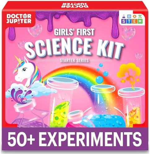 Doctor Jupiter Girls’ First Science Kit for Kids Ages 4-5-6-7-8-9-10-11-12 | Birthday Gift Ideas for 4+ Year Old Girls | STEM Learning & Educational Toys | 50+ Experiments Starter Science Series