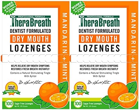 TheraBreath Dry Mouth Lozenges with Zinc, 100 Lozenges, Mandarin Mint, 100 Count (Pack of 2)