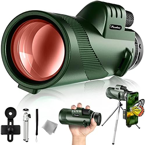 Pankoo 40X60 Monocular Telescope with Smartphone Holder & Tripod, 2022 Power Prism Compact Monoculars for Adults Kids, HD Monocular Scope for Bird Watching Hiking Concert Travelling (PA4060-6)