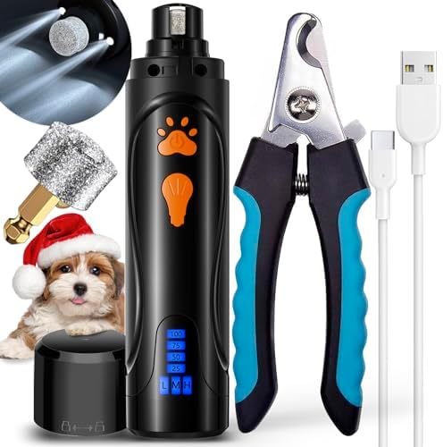 YABIFE Dog Nail Grinder, Dog Nail Trimmers and Clippers Kit, Super Quiet, Rechargeable, for Small Large Dogs & Cats Toenail & Claw Grooming,3 Speeds, 1 Extra Grinding Wheel