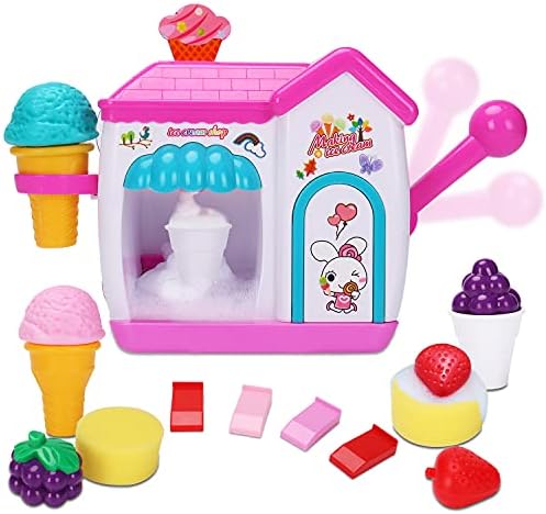 AugToy Bath Toys for Toddlers 3-5 Years, Ice Cream Foam Maker Bath Toys for Kids Ages 4-8, Bubble Pretend Cake Play Set Bathtub Toys Age 3 4 5 Year Old Girls Boys Valentine Birthday Gifts Idea Easter