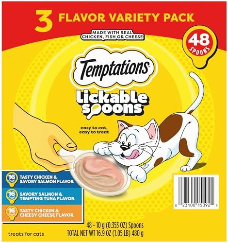 Temptations Lickable Spoons Adult Wet Cat Treat, 10 Grams, Variety Pack, 48 Count