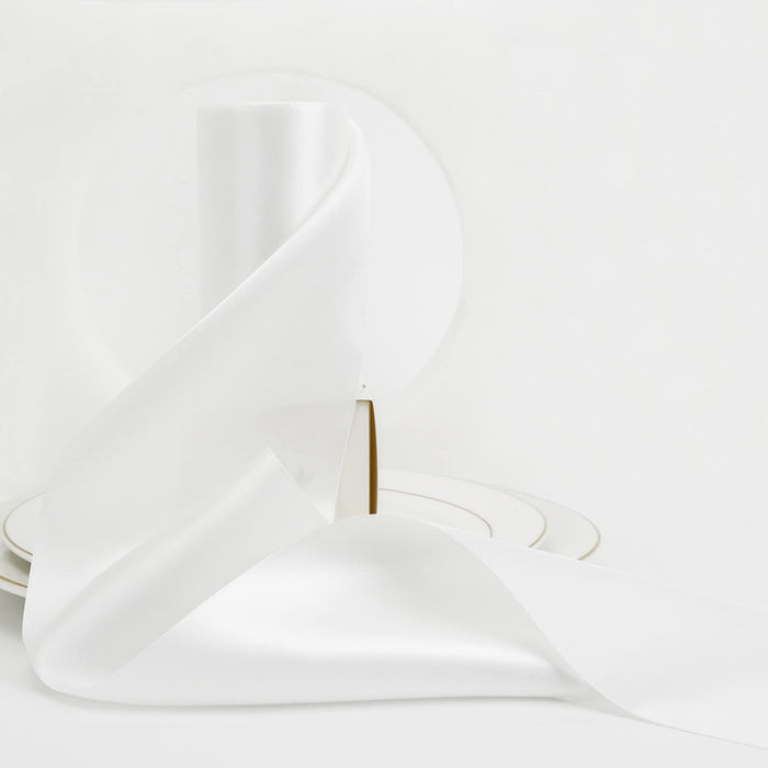 HUIHUANG White Satin Ribbon 4 inch Wide Double Faced Polyester Large Ribbon for Chair Sash Wedding Party Supplies Cake Decor Bows Making Flower Bouquet Sewing Crafts Gift Wrapping -10 Yards/Roll