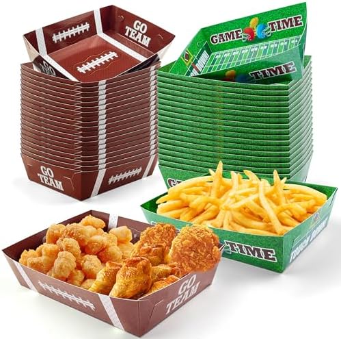 OHOME Football Party Supplies - 40 Pack Superbowl Party Decorations 2025 | Football Plates Disposable Trays for Football Party Favors - Football Accessories Decor for Birthday Party