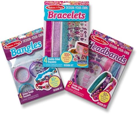Melissa & Doug Design-Your-Own Jewelry-Making Kits - Bangles, Headbands, and Bracelets - DIY , Decorate With Stickers, Crafting Set For Kids Ages 4+