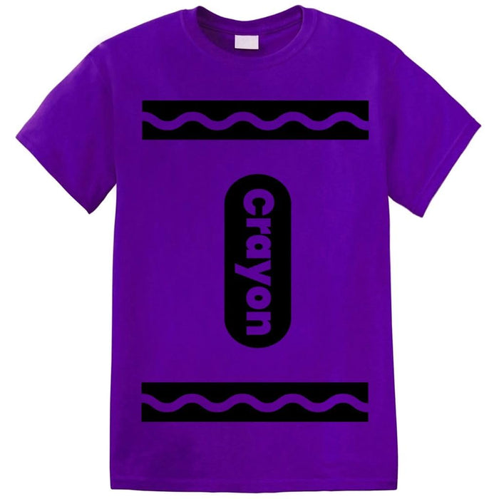 Crayon Tshirt Halloween Costume for Men Women Adult Size | Funny Cool Group Shirt idea | Graphic tee (Purple, Large)