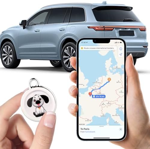 GPS Tracker for Vehicles,Portable Real-Time Tracking Device with Global Coverage for Cars, Kids,Cat,and Dogs – No Subscription, Monthly Fees, or SIM Card Needed（Dogs Style）