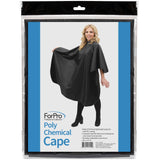 ForPro Professional Collection Poly Chemical Cape, Professional Hair Salon Styling Cape with Adjustable Snap Closure, Black, 58" L x 47" W