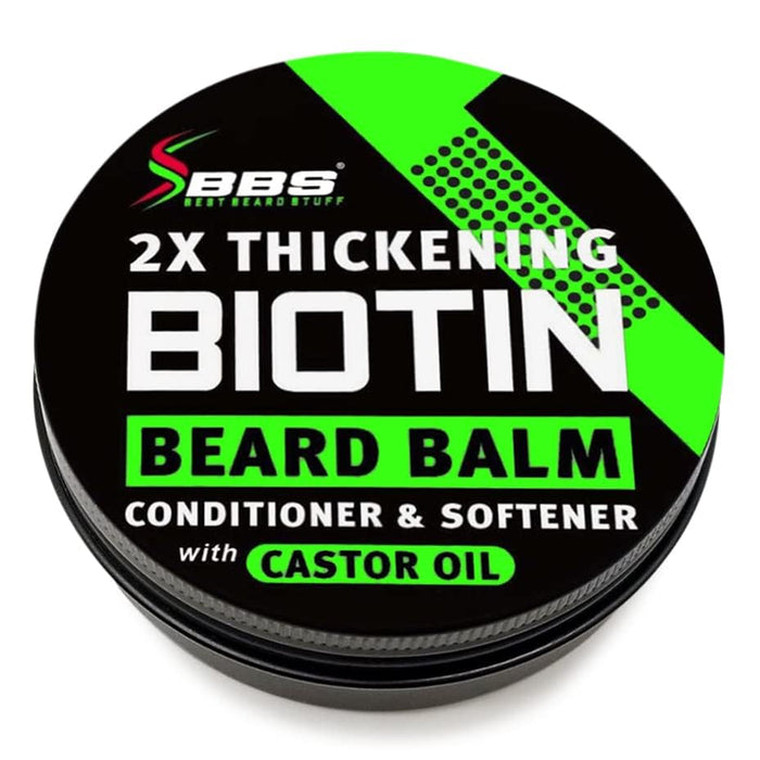 2X Thickening BIOTIN Beard Balm For Men & Mustache Wax for Beard Growth • Organic Beard Conditioner for Men & Beard Softener for Men • Beard Moisturizer for Men • Castor Oil Beard Wax for Men • USA