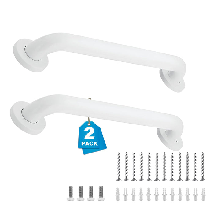 2 Pack 12 Inch Grab Bars for Bathtubs and Showers, Handicap Grab Bars, Shower Handle, Anti Slip Shower Handles for Elderly, Safety Shower Grab Bar, Stainless Steel, White