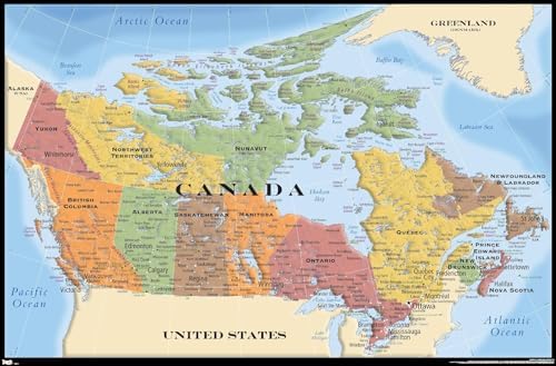 Trends International Map-Canada Wall Poster, 22.375" x 34", Premium Unframed, Bathroom