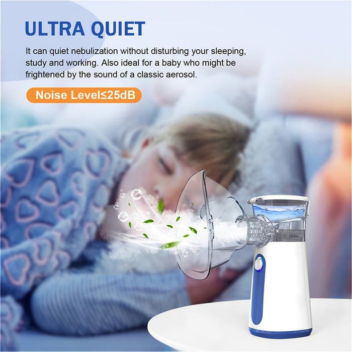 Portable Nebulizer Machine for Adults Kids, USB-C Rechargeable Handheld Nebulizer for Breathing Treatment, 3 Adjustable Modes, Efficiency&Quiet, 3 Masks, Travel and Home Use