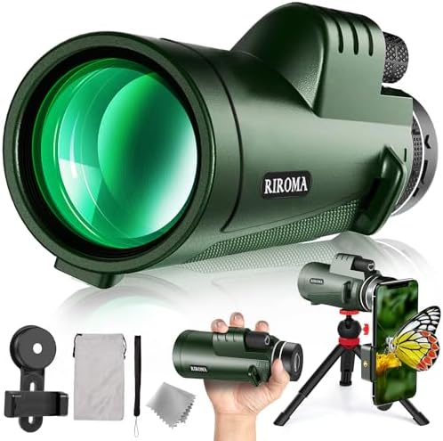 RIROMA 40X60 Monocular Telescope with Smartphone Holder & Tripod, 2022 Power Prism Compact Monoculars for Adults Kids, HD Monocular Scope for Bird Watching Hiking Concert Travelling
