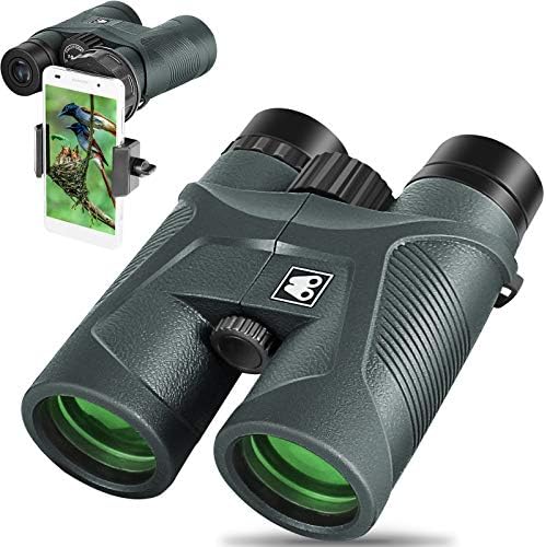 10x42 Binoculars for Adults with Smartphone Adapter, BAK4 Prism and FMC Lens, HD Professional Binoculars for Bird Watching Travel Stargazing Hunting Wildlife Watching Outdoor Concerts Sports
