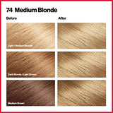 Revlon ColorSilk Beautiful Color Permanent Hair Color, Long-Lasting High-Definition Color, Shine & Silky Softness with 100% Gray Coverage, Ammonia Free, 74 Medium Blonde, 3 Pack