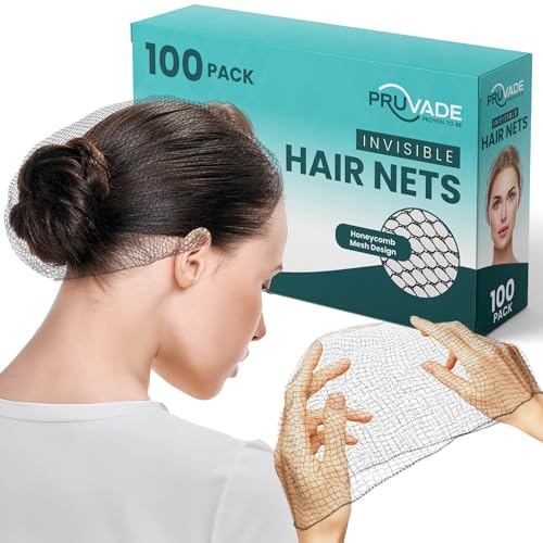 Invisible Hair Nets for Women & Men | Pack of 100 | Elastic 24" Mesh Hair Net for Buns, Long Hair & Short Hair - Hairnets for Ballet Dancers, Sleeping, Wig Storage, Food Service & More