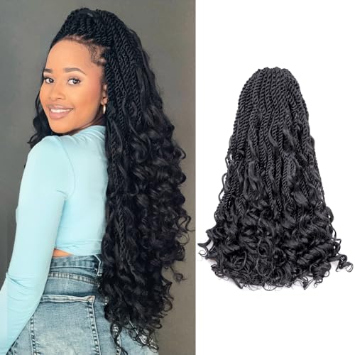 ToyoTress Boho Island Twist Crochet Hair - 18 Inch 8 Packs Short Bob Natural Black Boho Havana Twist Crochet Braids Synthetic Braiding Hair (18 Inch,1B-8P)