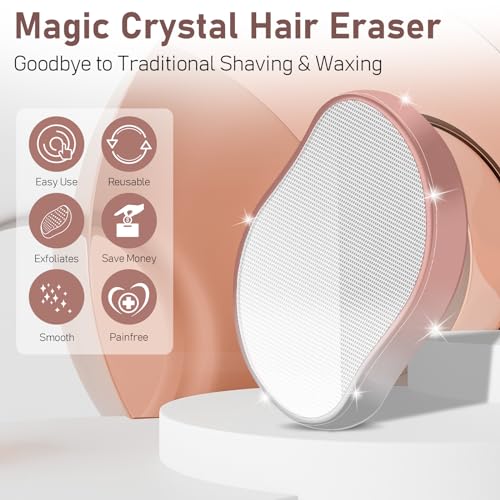 Crystal Hair Eraser for Women and Men, Reusable Crystal Hair Remover Magic Painless Exfoliation Hair Removal Tool, Magic Hair Eraser for Back Arms Legs (Gradient Brown)