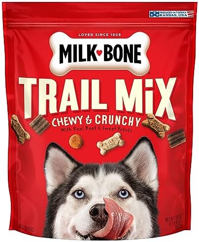 Milk-Bone Trail Mix Chewy & Crunchy Dog Treats, Real Beef & Sweet Potato, 20 Ounce