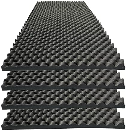4 PCS Acoustic Panels,48''X24''X2'' Egg Crate Foam Soundproof Foam Wall Panels,High Density Fireproof Noise Cancelling Foam Studio Foam Panel,Noise (Black)