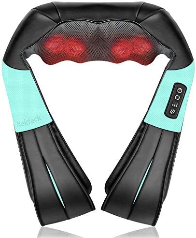 Nekteck Shiatsu Neck and Back Massager with Soothing Heat, Electric Deep Tissue 3D Kneading Massage Pillow for Shoulder, Leg, Full Body Muscle Pain Relief, Car, Office and Home Use