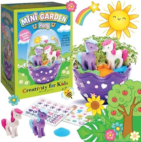 Creativity for Kids Mini Garden: Pony Terrarium Kit - Horse Gifts for Girls, Crafts for Kids and Girl Toys Ages 6-8+, Easter Basket and Birthday Gift Ideas for Girls