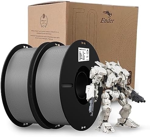 Creality PLA Filament 1.75mm Grey 2KG, 2 Pack 3D Printer Filament, Bundle 2Kg for 3D Printing,No-Tangling Strong Bonding,Dimensional Accuracy +/- 0.02mm,Fits for Most FDM 3D Printers (Grey & Grey)