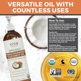 Viva Naturals Organic Fractionated Coconut Oil - Skin & Hair Moisturizer, Relaxing Massage and Body Oil, Carrier Oil for Essential Oils Mixing, Pure Non-Greasy Coconut Oil for Skin and Hair, 16 fl oz