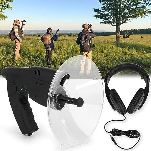 Parabolic Microphone Bionic Ear, Monocular 8X Times Sound Amplifier Listening Device for Long Distance Listening Birds and Wildlife(Headphone Included)