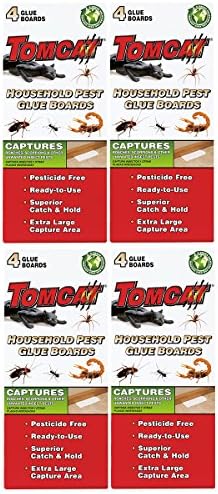 Tomcat Household Pest Glue Boards, (For Roaches, Insects, Scorpions, and Spiders), 4 pack (4 boards)