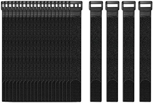 24 Pack Cable Straps Reusable Fastening Cinch Straps Wire Loop Ties(1" x 12"), Adjustable Hook And Loop Straps with Buckle Nylon Extend Securing Strap for Extension Cord Wrap, Cable, Hose Organization