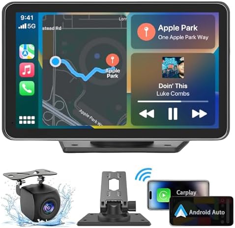 2025 Enhanced Carplay Screen for Car - 7" HD Portable Carplay & Android Auto with Bluetooth, HD Backup Camera, GPS Navigation, Siri, FM Radio, AUX, and Mirror Link – Compatible with All Vehicles
