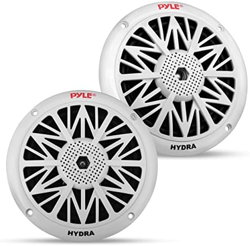 Pyle 5.25 Inch Dual Marine Speakers - 2 Way Waterproof and Weather Resistant Outdoor Audio Stereo Sound System with 150 Watt Power, Poly Carbon Cone, Cloth Surround and Low Profile Design - 1 Pair