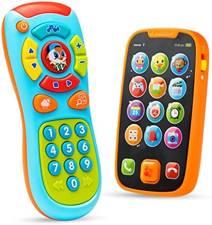 JOYIN Baby Learning Phone and Remote Toy for Toddler, Fun Smartphone Toys with Music for Infants, Boys or Girls, Holiday Stocking Stuffers, Kids Birthday Gift, Easter Basket Stuffers