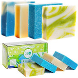 360Feel Fresh Scent Soap bars- Aloe Vera, Cotton Blossom, Spring Scrub- Anniversary Wedding Gift Set - Handmade Natural Organic Soaps Essential Oil- Gift ready box, 4 count (Pack of 1)