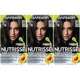 Garnier Hair Color Nutrisse Ultra Coverage Nourishing Creme, 200 Deep Soft Black (Black Sesame) Permanent Hair Dye, 3 Count (Packaging May Vary)