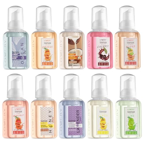 Foaming Hand Soap Pack of 10 - Moisturizing Hand Soap with Aloe Vera and Essential Oils - Alcohol-Free-Hand Wash in Citrus Blend, Lemon, Orange, Lime, Grapefruit Bath Soap Set