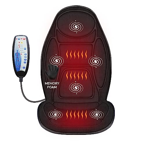Snailax Back Massage Seat Cushion, Memory Foam Pad, 5 Massage Modes & 2 Heat Settings, Seat Massager for Office Chair,Home Use,Black