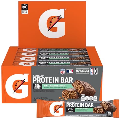 Gatorade Whey Protein Bars – Mint Chocolate Crunch, Pack of 12
