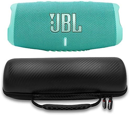 JBL Charge 5 Waterproof Portable Speaker with Built in Powerbank and gSport Carbon Fiber Case (Teal)