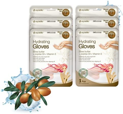 Epielle Hydrating Hand Masks (6pk Gloves) for Dry Hands | Shea Butter, Jojoba Oil, Vitamin E | Intensive Spa Treatment | Beauty Gift, Gift Set, Spa Day | Korean Skincare