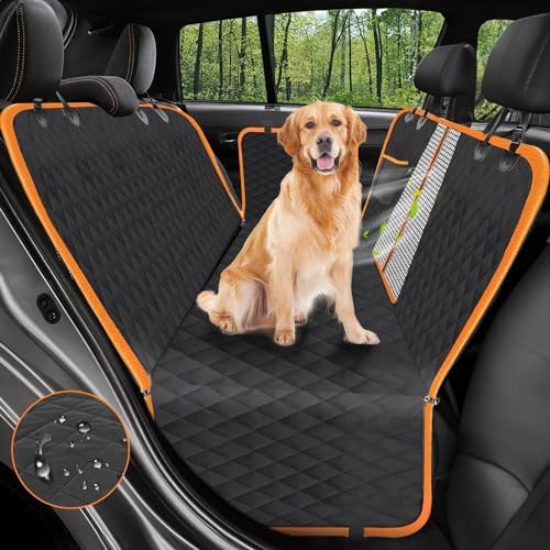 Victoper Dog Car Seat Cover, 600D Heavy Durable Dog Seat Cover for Back Seat, 100% Waterproof Scratch Proof Nonslip Dog Hammock for Car with Side Flap, Pet Back Seat Covers for Cars Sedan SUV Trucks