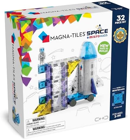 MAGNA-TILES Space 32-Piece Magnetic Construction Set, The Original Magnetic Building Brand