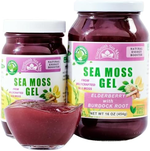 Wildcrafted Irish Sea Moss Gel | Made in USA | Rich in Vitamins & Minerals | Sea Moss Gel Raw | Nutritional Supplement | Elderberry (16 oz)