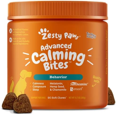 Zesty Paws Calming Chews for Dogs with Melatonin - Composure & Relaxation for Everyday Stress & Separation - Melatonin for Dogs - Dog Melatonin for Sleep - Dog Sleep Aid - Advanced Melatonin 90 Count