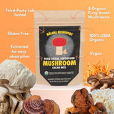 8-Mushroom Hot Cacao Mix by Malama, Organic Fruiting Body Mushroom Blend featuring Lion's Mane, Reishi, Cordyceps, Chaga, Turkey Tail, Superfood Adaptogenic Unsweetened Mushroom Cacao Mix