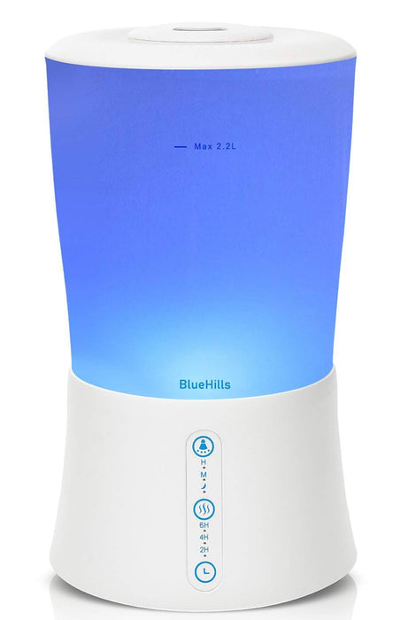 BlueHills Large 2000 ML XL Essential Oil Diffuser Premium Aromatherapy Humidifier for Big Room Home Long Run Extra Large Capacity for Huge Area 2 Liter 2L Color Changing Lights Cool High Mist White-S1